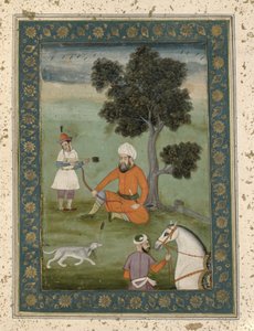 A Trans-Oxonian Nobleman Seated Beneath a Tree, from the Large Clive Album by Mughal School